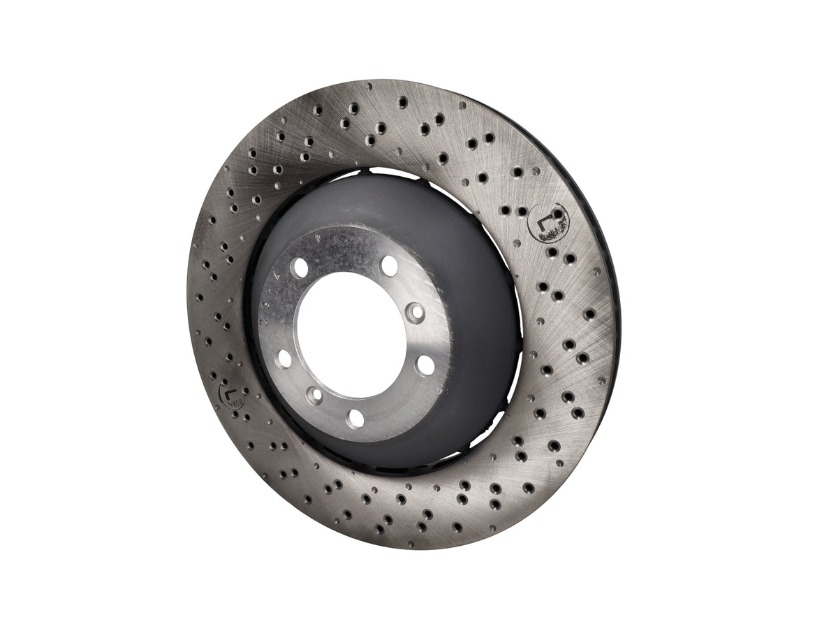 Sebro front brake discs for Porsche 981/718 Cayman GT4, 380x34mm, showing the vented design and mounting holes.