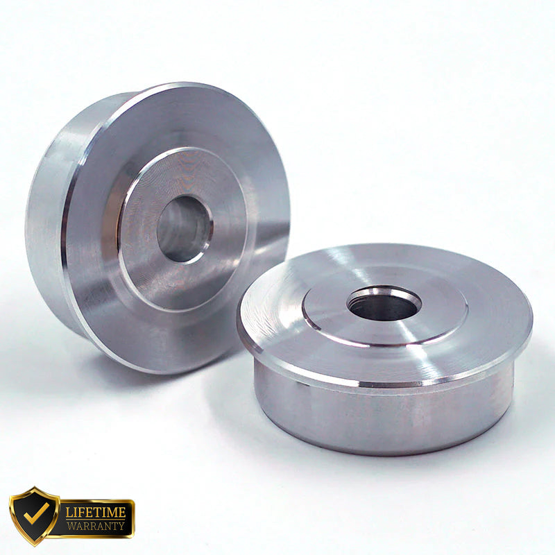 Suspension Secrets front solid control arm bush inserts for Porsche 997 GT3/RS and GT2/RS suspension linkages.