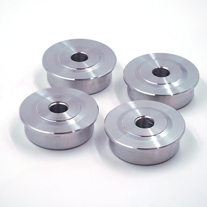 Porsche 996 GT3/RS front suspension control arm bush inserts by Suspension Secrets, showing close-up of the solid control arm bush.