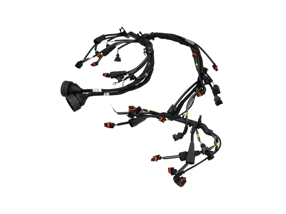Genuine Porsche engine wiring harness for Porsche 996 GT3 Mk1, showing detailed wiring and connectors.