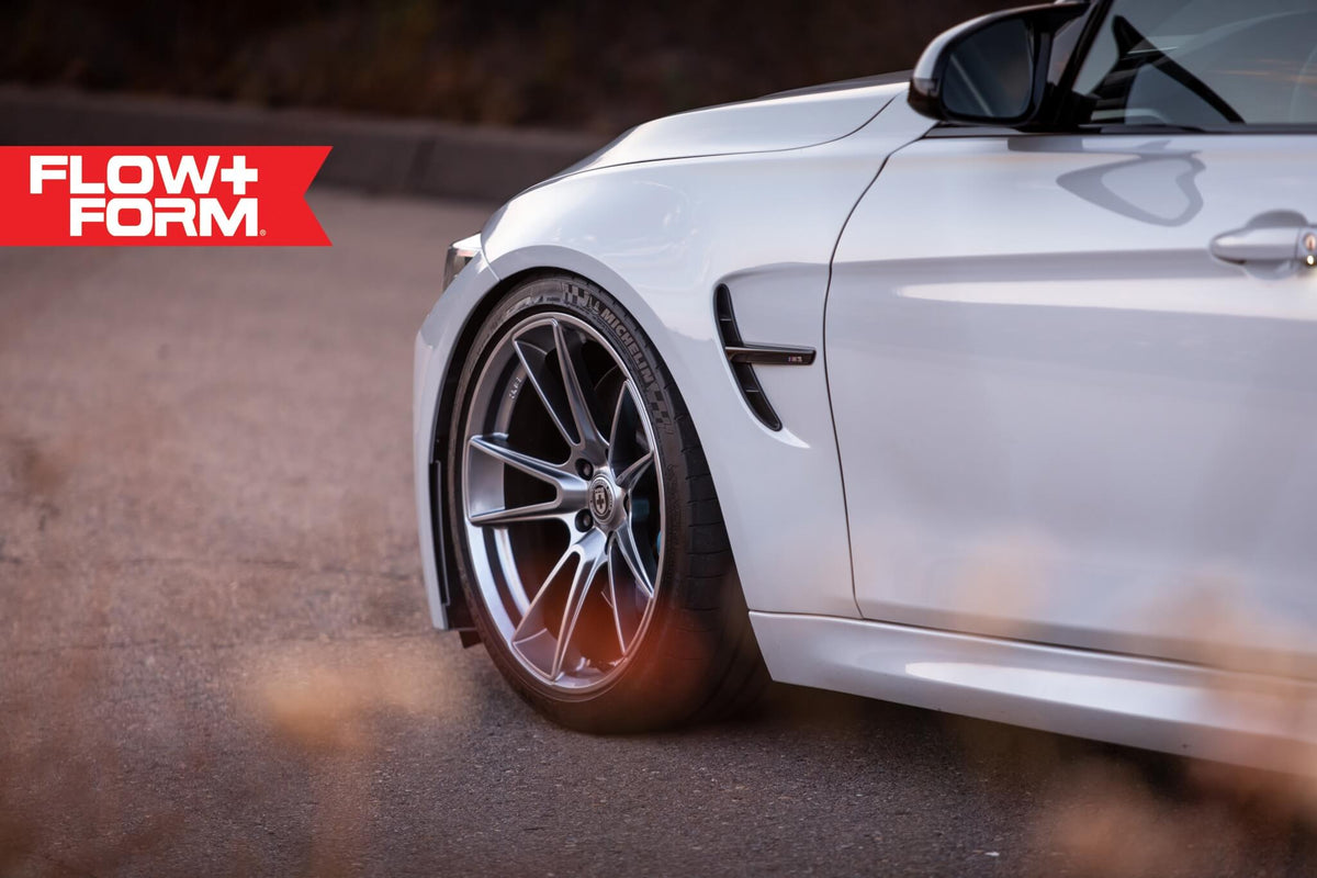 HRE PERFORMANCE WHEELS FF04 alloy wheels with multi-spoke design and matte finish, shown mounted on a vehicle.
