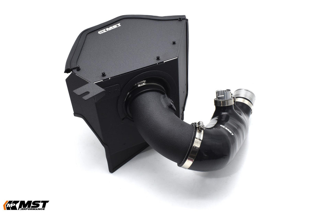 MST Performance induction kit and inlet for 2.0 B48 Supra and BMW Z4, with black air intake and branded components.