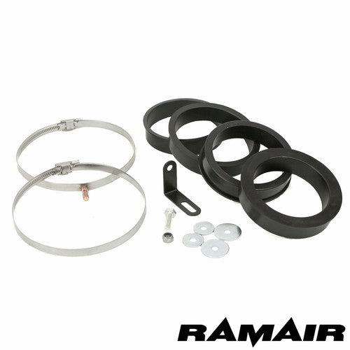 Ramair performance foam air filter and heat shield induction kit installed in a BMW E46 3 Series 330 Challenge engine bay