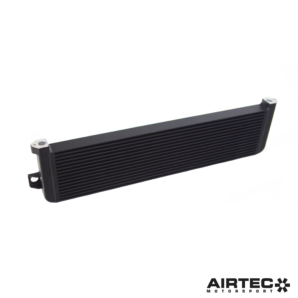 Airtec Motorsport oil cooler for BMW M3, M4, M2C S55 models, featuring sleek intercooler design and high-performance cooling fins.