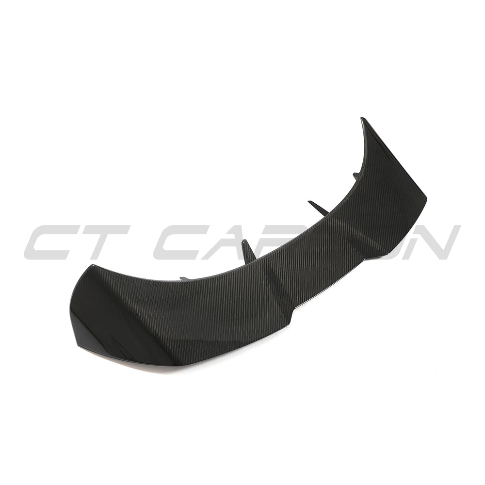 Audi A3/S3/RS3 8Y Sportback carbon fibre spoiler by CT Carbon, showing sleek aerodynamic design and glossy black finish.