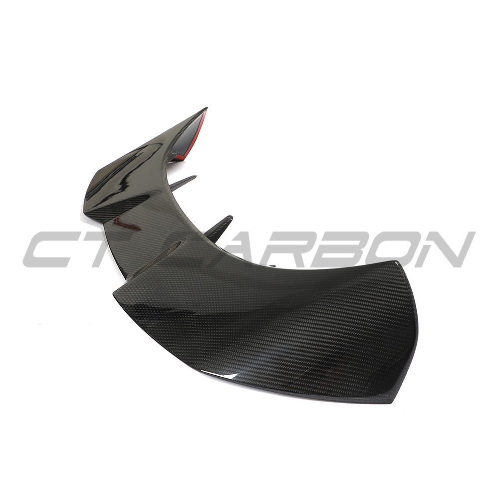 Audi A3/S3/RS3 8Y Sportback carbon fibre spoiler by CT Carbon, showing sleek black aerodynamic spoiler on vehicle rear.