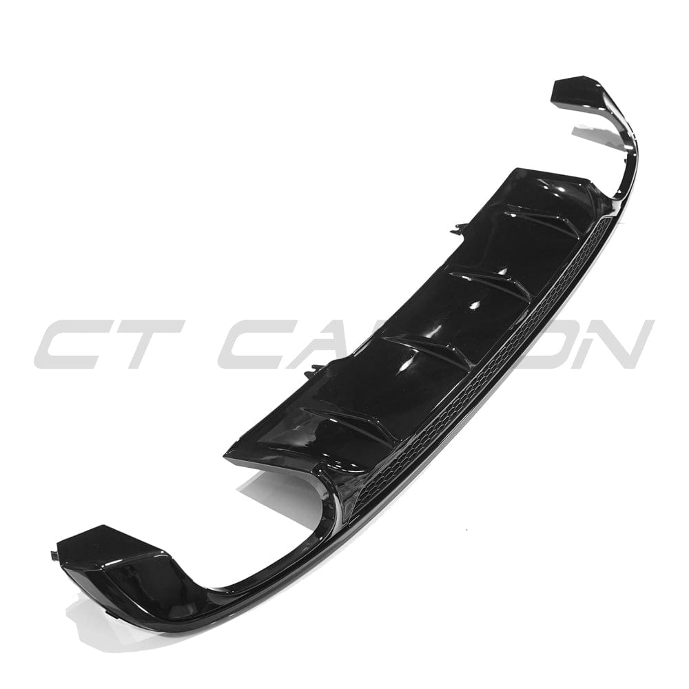 Gloss black diffuser for Audi A4 S-Line and S4 B9 (2016-2019) by CT Carbon, showcasing sleek automotive design.