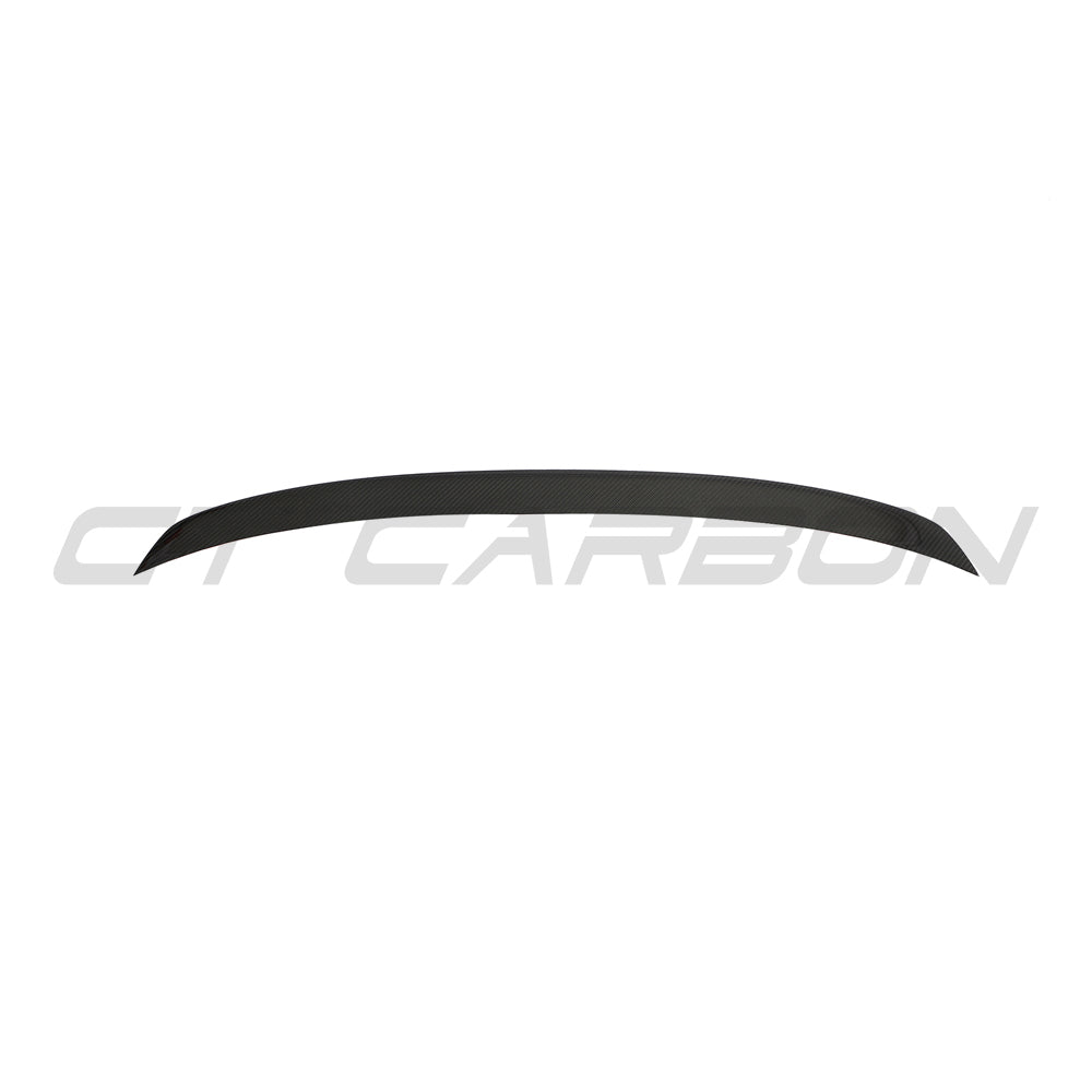 Carbon fiber middle spoiler for Audi A4 S4 RS4 B9 and 9.5 models by CT Design, shown on vehicle’s rear with sleek finish.