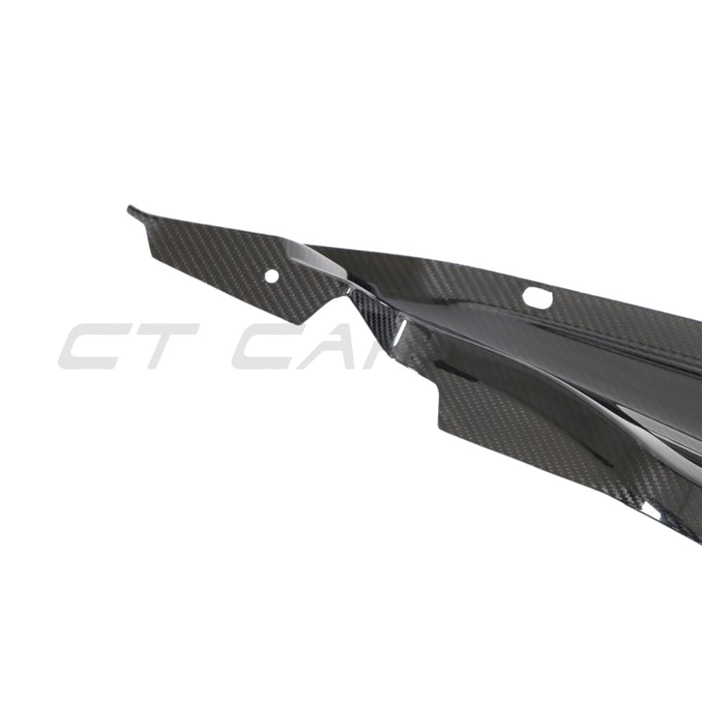 Audi R8 Coupe 2015+ Carbon Fibre Engine Bay Trim by CT Carbon, close-up of sleek, textured carbon fibre engine bay accessory.