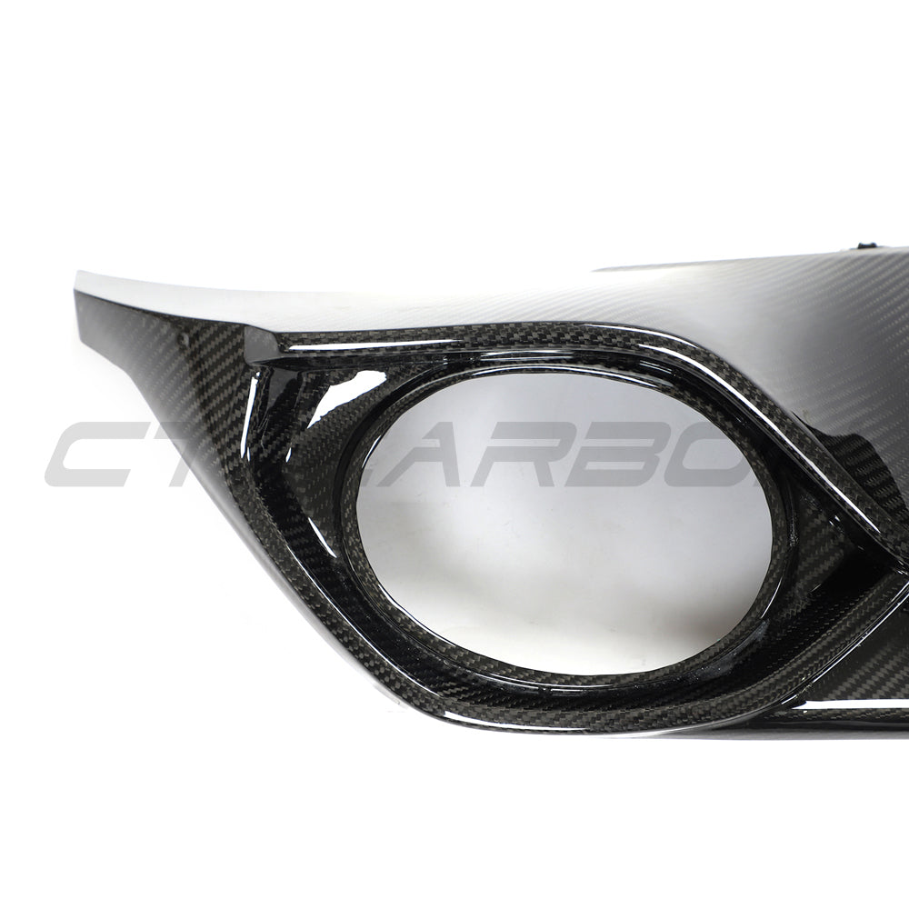 Audi RS3 8Y 2022-2024 Sportback carbon fibre diffuser by CT Design, showcasing sleek automotive aerodynamic part with textured finish.