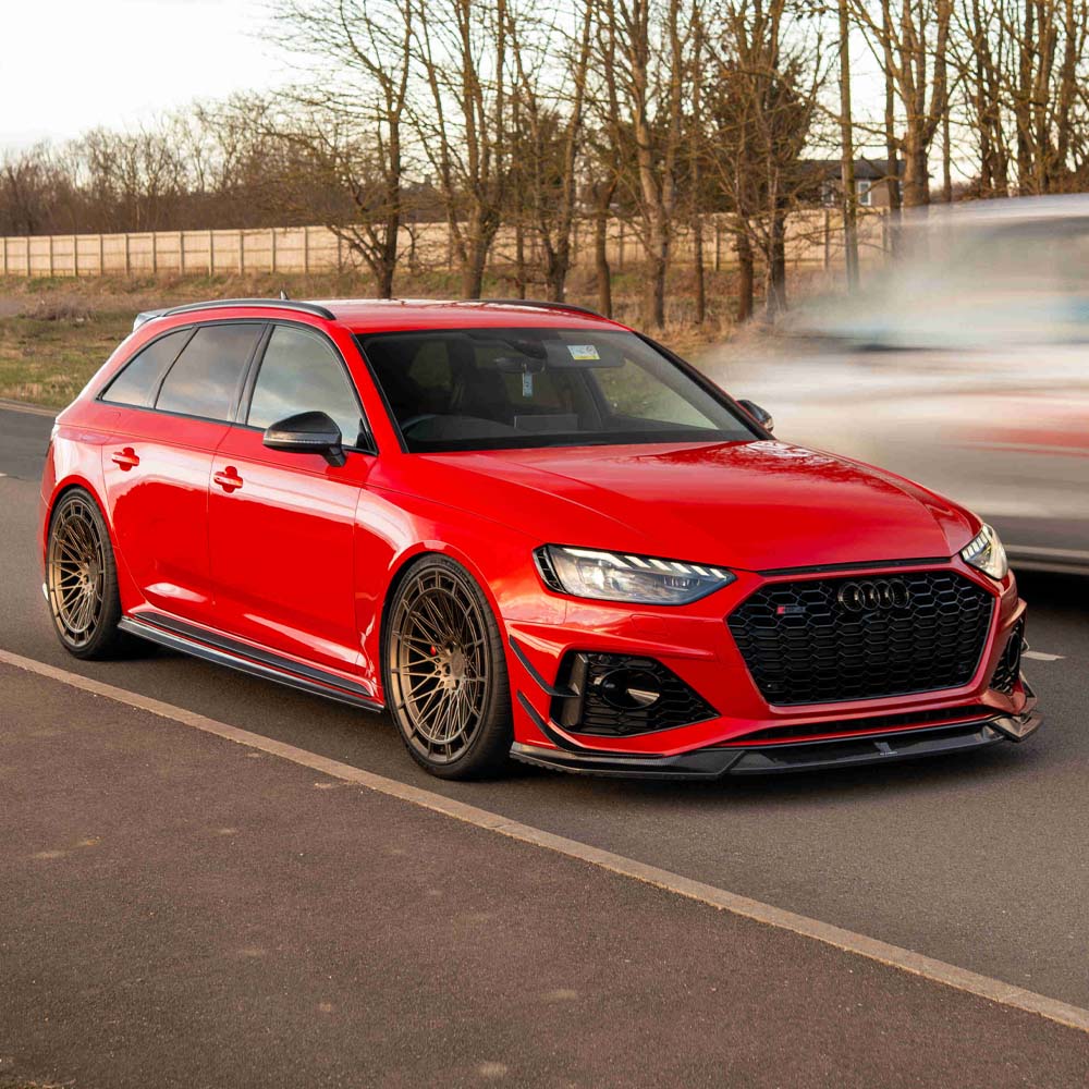 Audi RS4 B9.5 carbon fibre kit by CT Design, featuring sleek carbon fibre parts for enhanced style and performance.