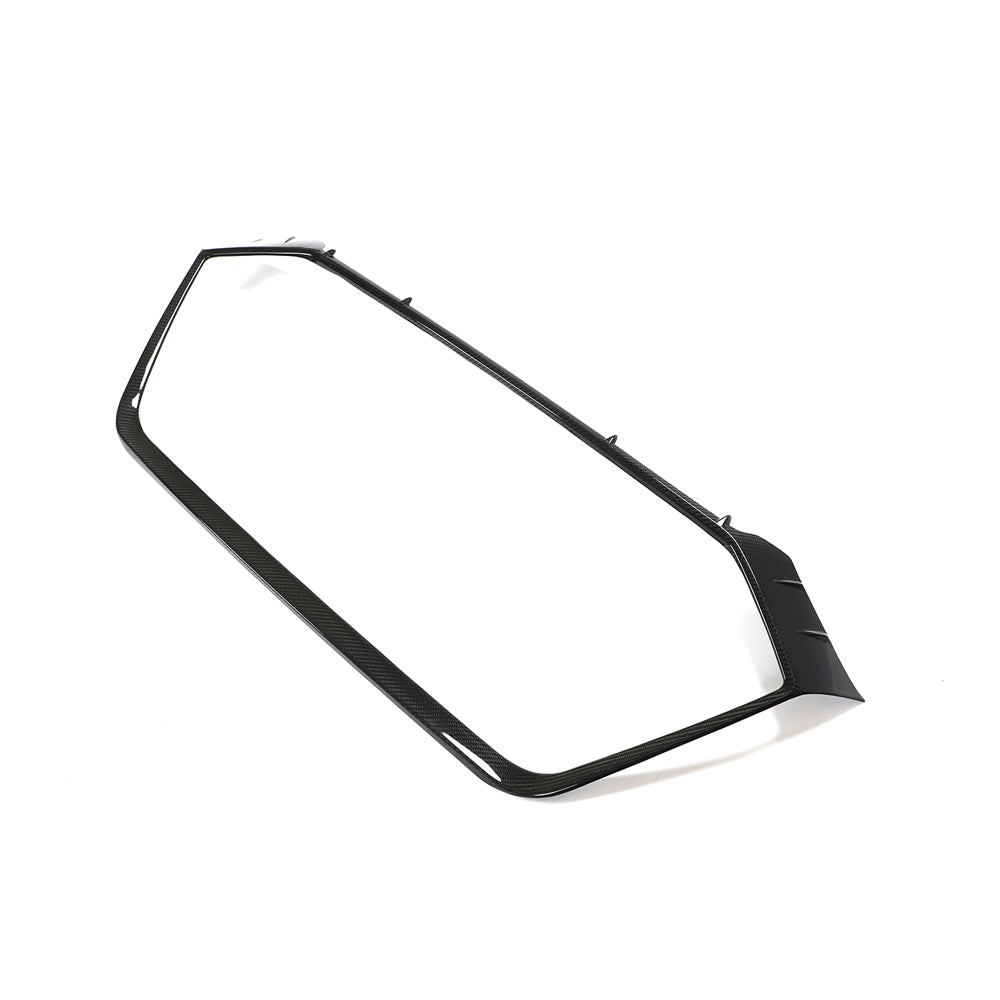Carbon fiber grille surround accessory for Audi RS6 and RS7 C8 Avant models, by CT Carbon.
