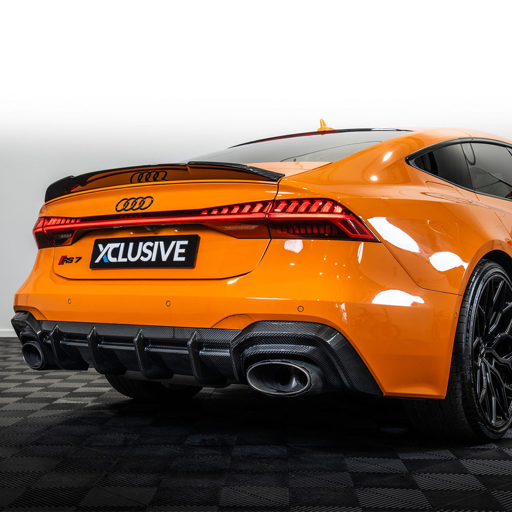Full view of a carbon fiber kit for Audi RS7 C8 2019+ by CT Design, showcasing lightweight, high-performance automotive exterior components.