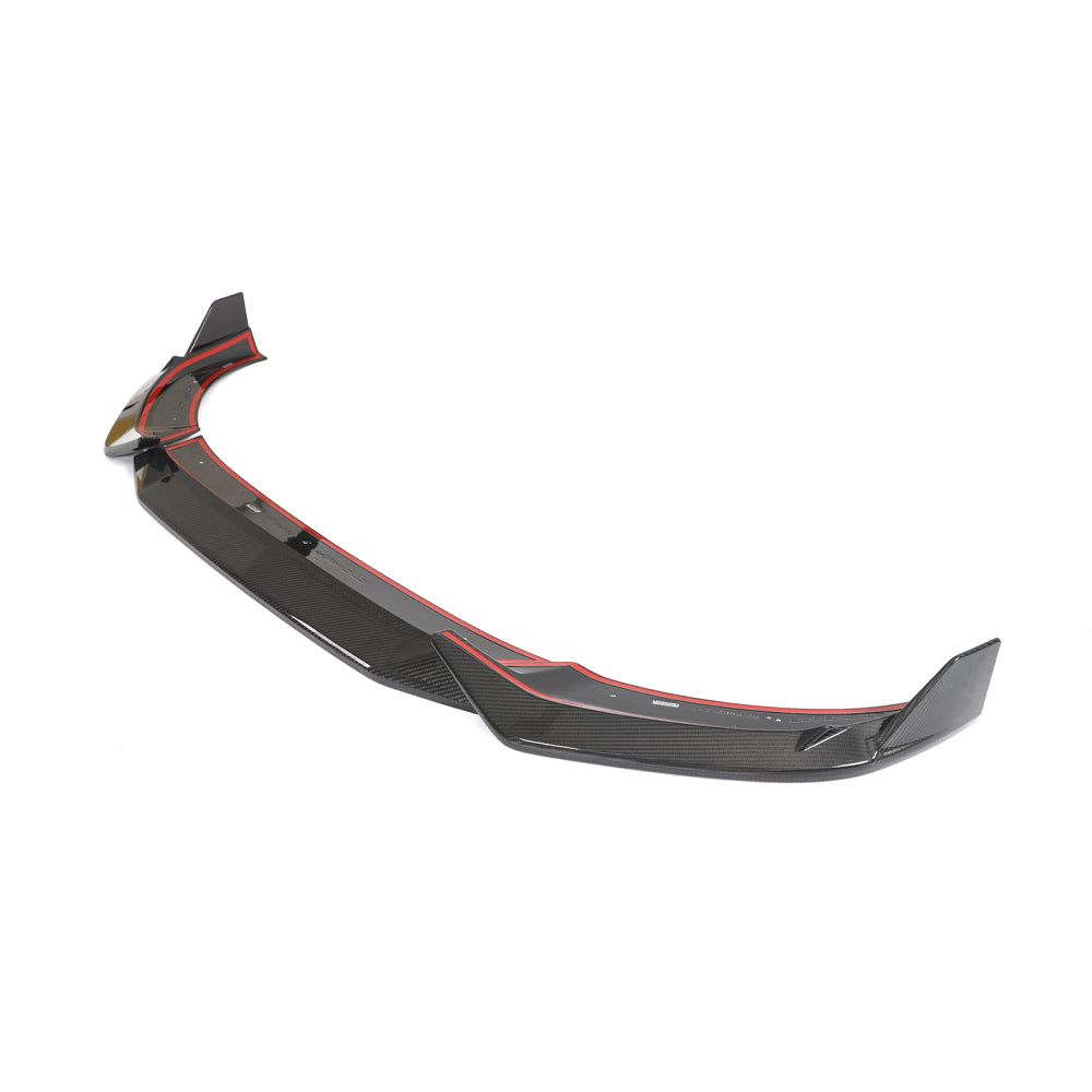 Carbon fibre front splitter for Audi RSQ8 2020-2025 by CT Carbon, showcasing its sleek, aerodynamic design and high-quality finish.