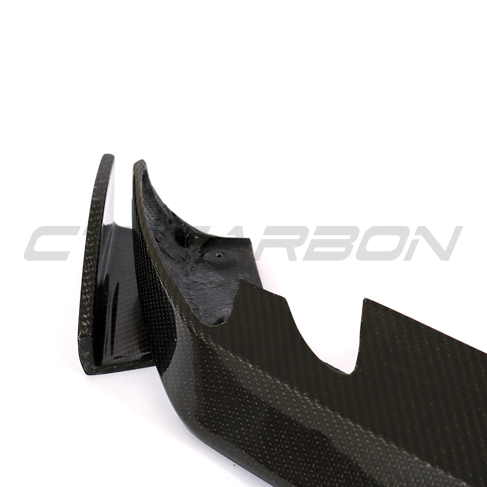 Audi TTRS Quattro MK3 2015-2020 carbon fibre splitter, sporty spoiler enhancement with detailed carbon fiber finish.