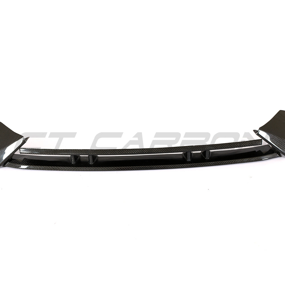 Audi TTRS Quattro MK3 2015-2020 carbon fibre splitter, a sleek car spoiler with a lightweight, textured carbon fiber finish.