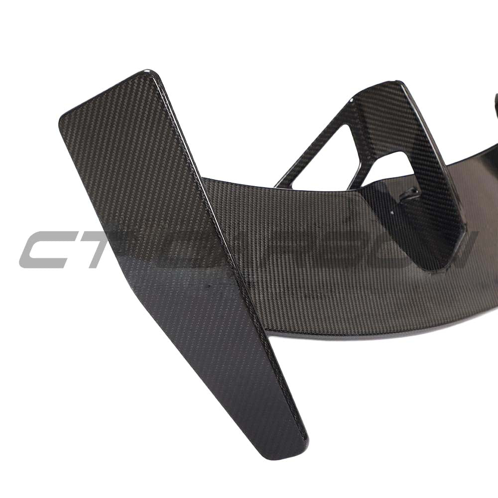 Audi TT/TTS/TTRS Quattro MK3 carbon fibre wing spoiler by CT Carbon, showing the sleek, glossy carbon fiber surface and aerodynamic design.