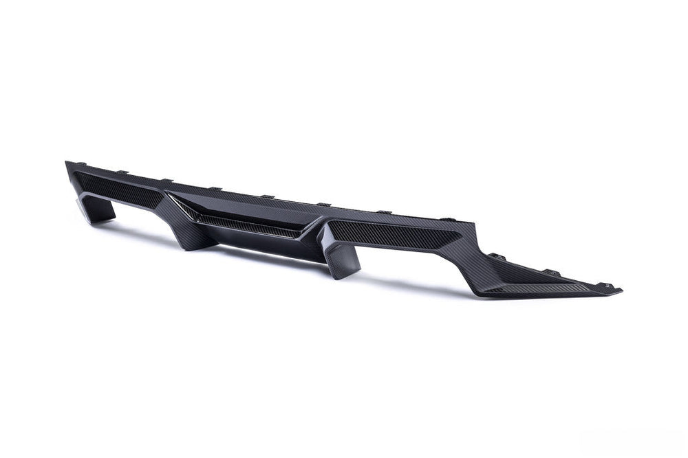 AlphaN ALPHA-N Carbon Rear Diffuser for BMW M2 G87 with sleek carbon fiber finish and aerodynamic design.