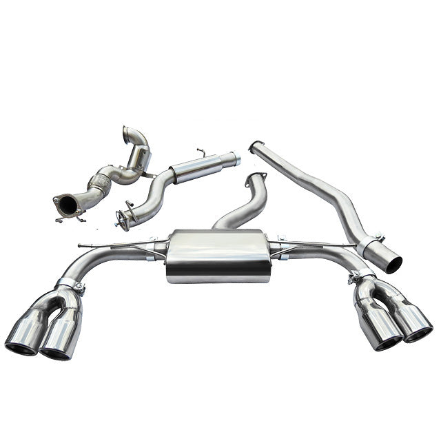 Cobra Sport turbo back performance exhaust system installed on a 2013-2018 Audi S3 8V 3-door non-valved turbo exhaust.