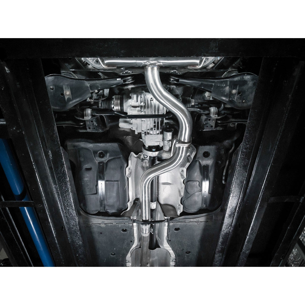 Cobra Sport GPF back exhaust system for Audi S3 8Y Sportback, showcasing the polished exhaust tips and sleek design.