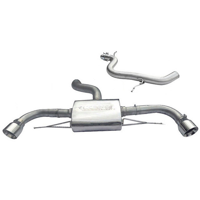 Cobra Sport cat-back performance exhaust installed on Audi TT Mk2 1.8/2.0 TFSI 2011-14, showcasing polished muffler and exhaust pipes.