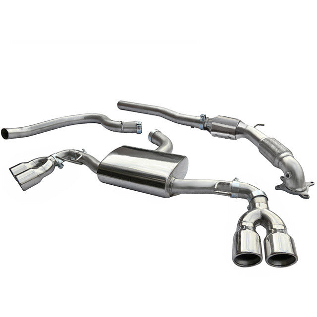 Cobra Sport turbo back performance exhaust for Audi TT Mk2 1.8/2.0 TFSI, shown installed on the vehicle.