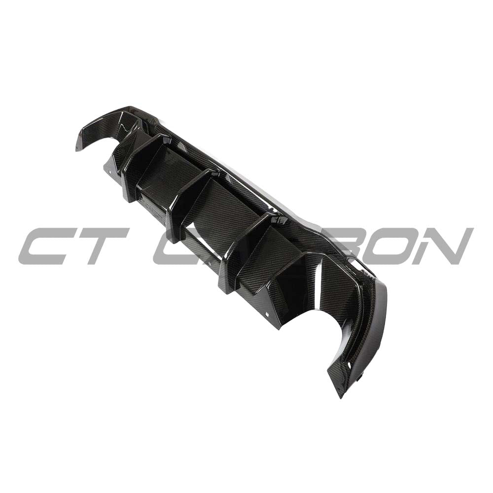 BMW 1 Series F40 carbon fiber diffuser by CT Carbon, showcasing sleek, lightweight aerodynamic design for sporty appeal.