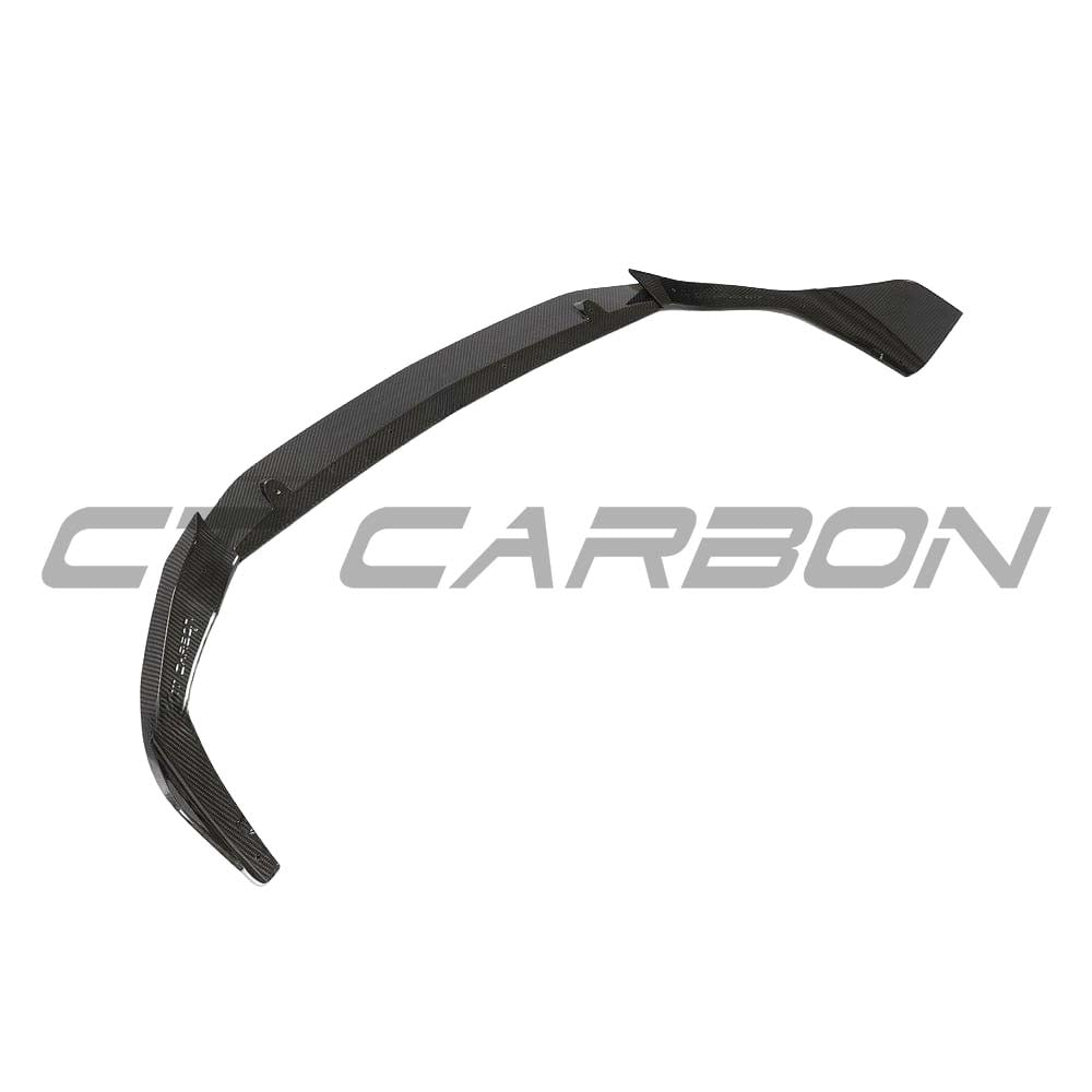 BMW 1 Series F40 carbon fibre splitter by CT Design, shown mounted on the front bumper for aerodynamic enhancement.