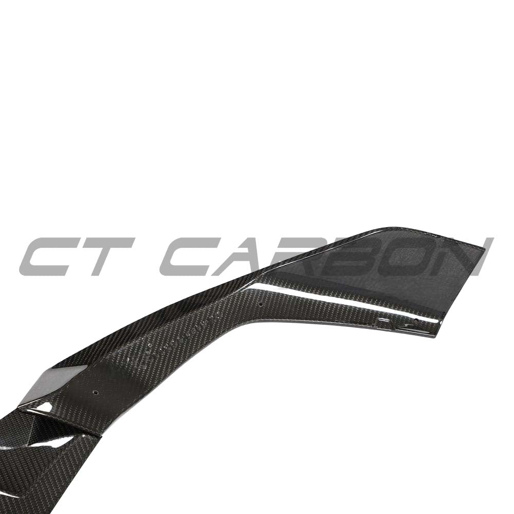 BMW 1 Series F40 carbon fibre splitter by CT Design, showing sleek black aerodynamic front splitter on vehicle.