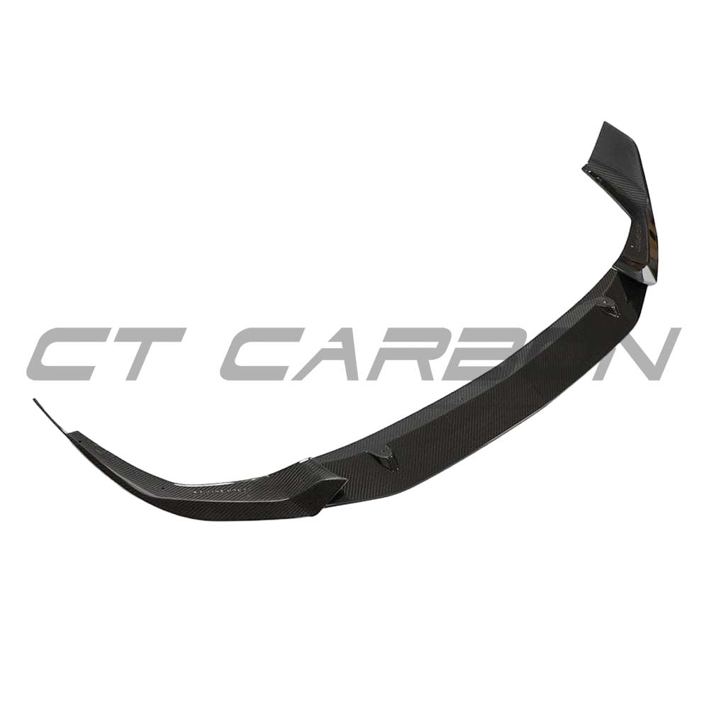 BMW 1 Series F40 carbon fibre splitter by CT Design, showcasing the sleek aerodynamic front splitter on the car.