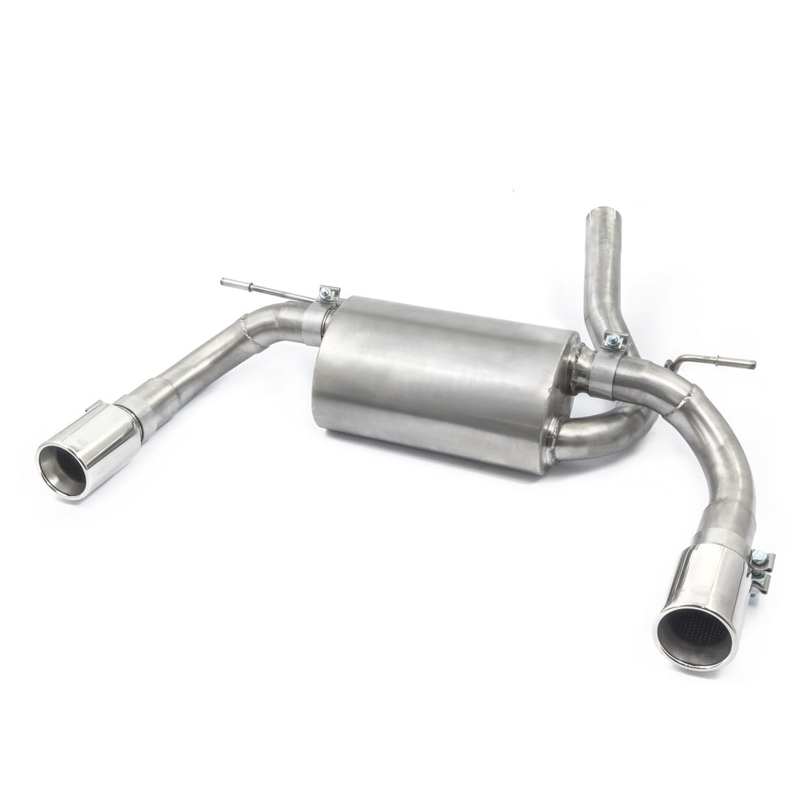 Cobra Sport dual exit performance exhaust conversion for BMW 320D F30/F31, styled like 340i with polished tips