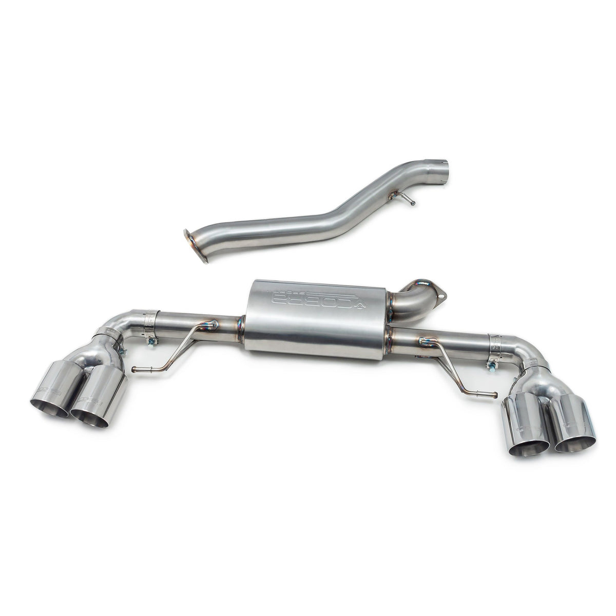Cobra Sport BMW 320i G21 Touring quad exit performance exhaust with M3 style tips, non-valved quad design, black finish