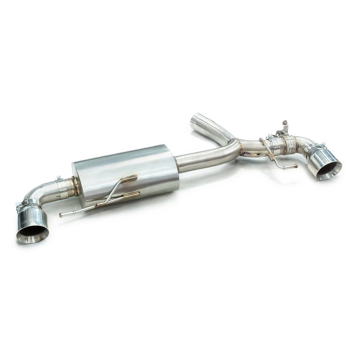 BMW 330e Touring G21 Cobra Sport dual valved rear axle back performance exhaust with boxed design and dual exit tips.