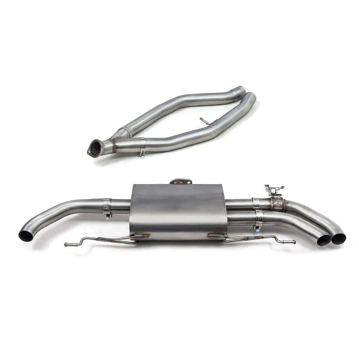Cobra Sport GPF/OPF back exhaust with single valved tips on BMW M340i G20/G21, showcasing performance exhaust system.