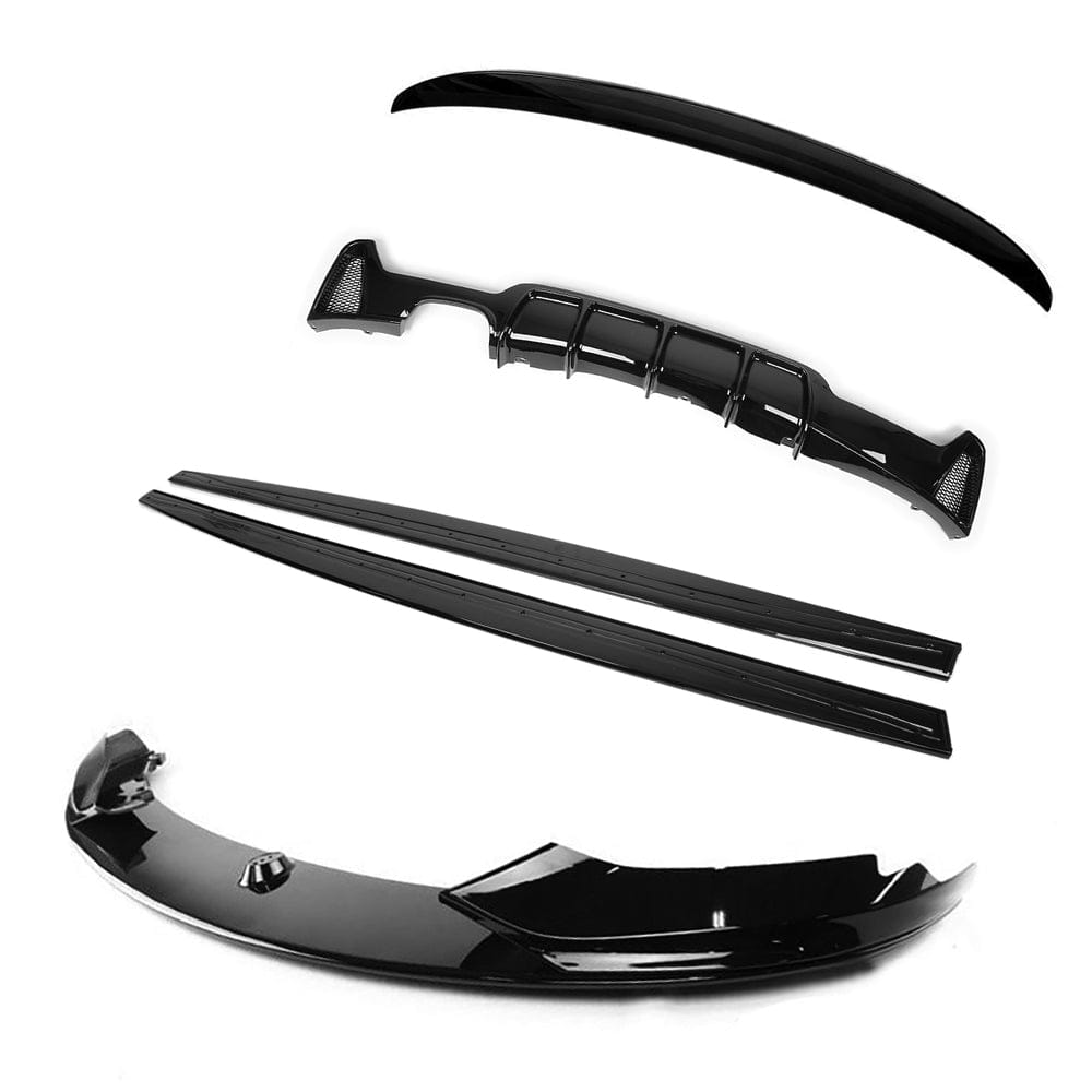 BMW 4 Series F36 2013-2020 CT Carbon gloss black full kit with twin exhaust, featuring MP style design and carbon finish.