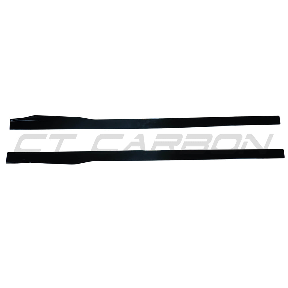 BMW 8 Series G14 G15 convertible and coupe side skirts by CT Carbon in gloss black, shown on the vehicle.