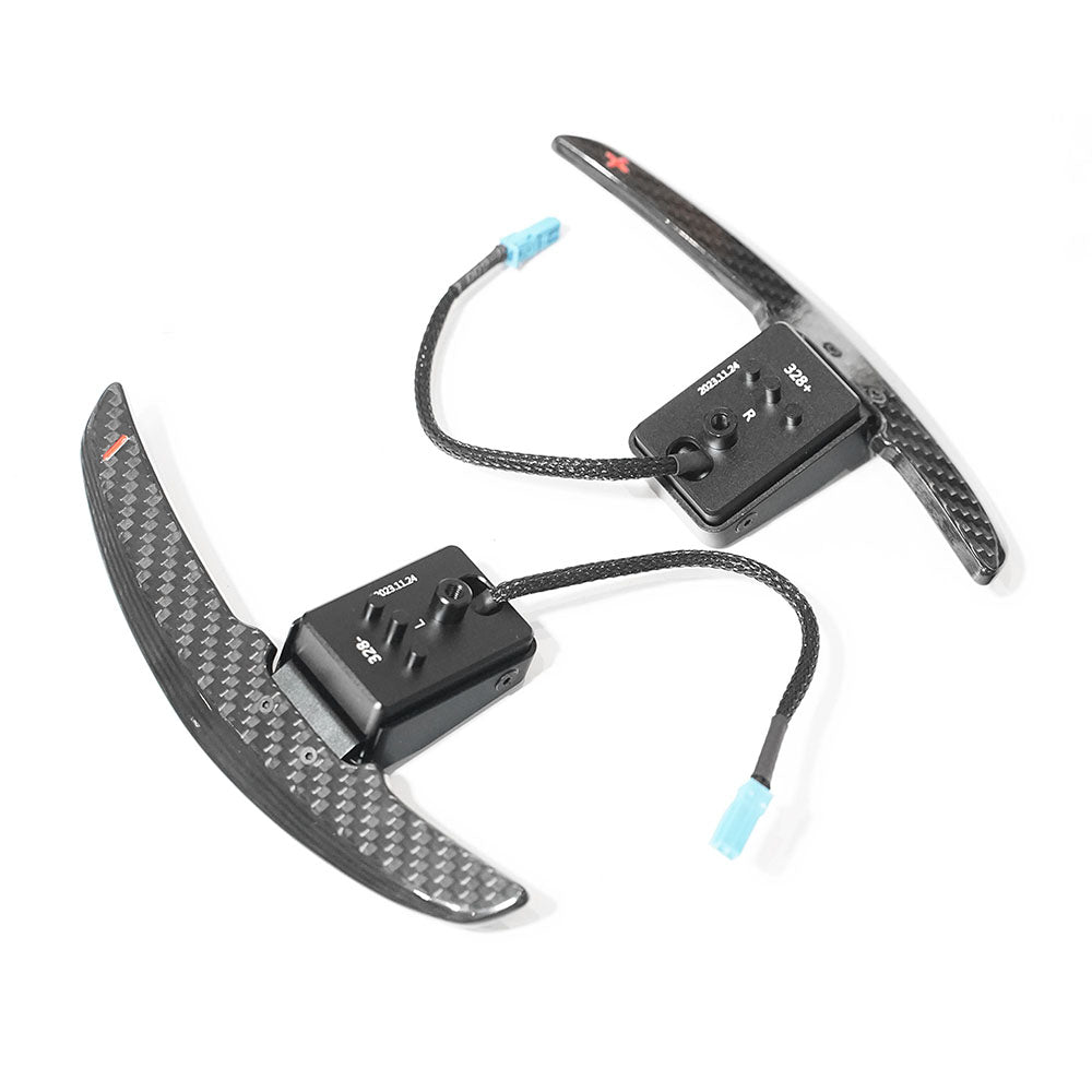 BMW carbon fiber magnetic shifter paddles by CT Carbon, sleek and lightweight car accessories for enhanced driving control.
