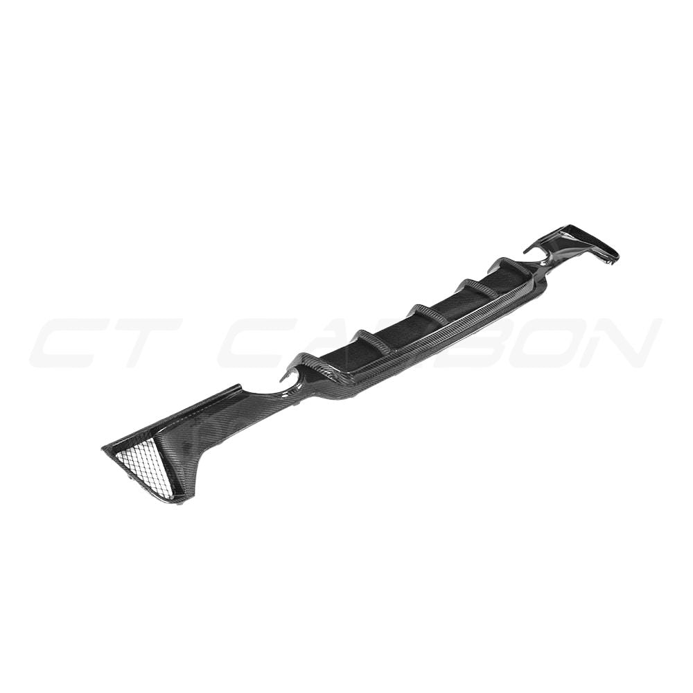 BMW F36 4 Series Coupe full carbon fibre kit with dual exhaust by CT Carbon, showcasing the sleek carbon finish and sporty design.