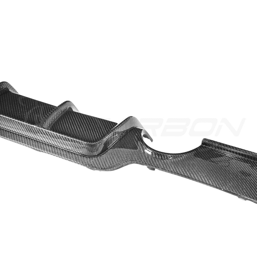 BMW F36 4 Series coupe full carbon fibre kit with dual exhaust by CT Carbon, showcasing sleek carbon fibre components and V2 design.