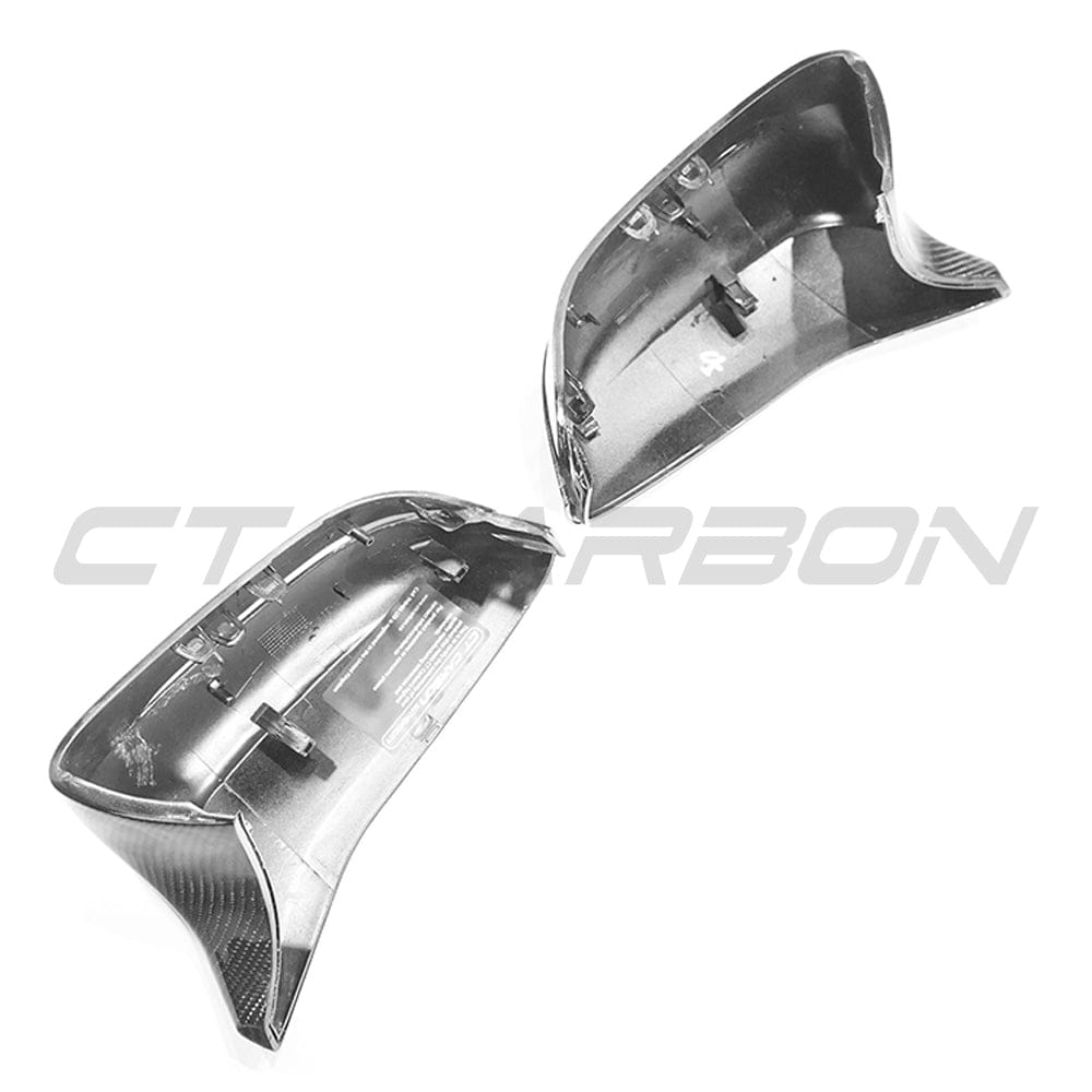BMW F90 M5 M5 Competition carbon fibre side mirrors by CT Carbon, LHD only, showcasing sleek, lightweight automotive accessories.