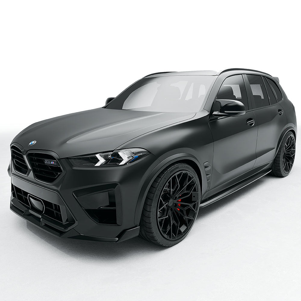BMW F95 X5M 2023+ LCI carbon fiber full kit by CT Design, showing detailed carbon fiber components on the vehicle's exterior.