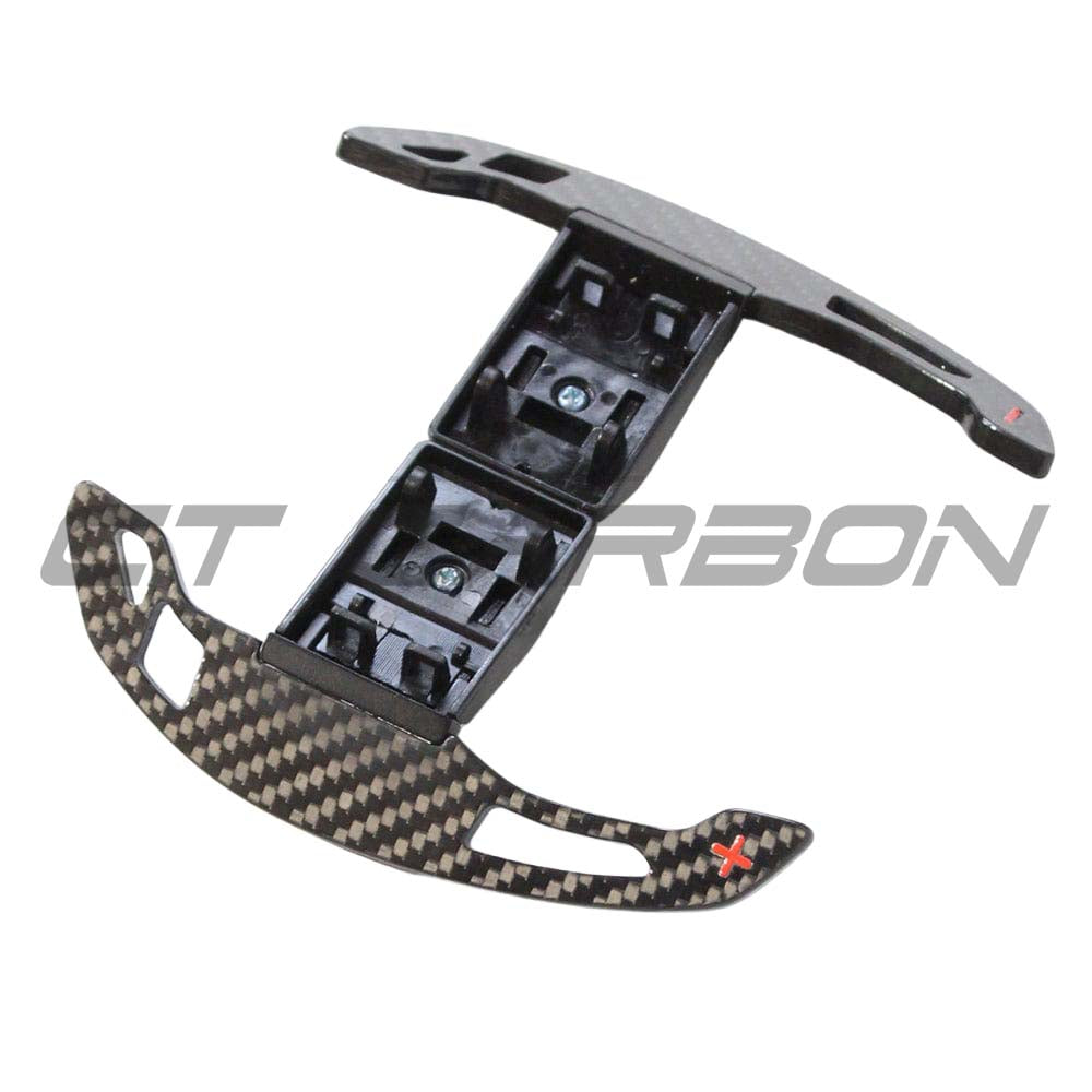 BMW Fxx carbon fibre shifter paddles V3 by CT Carbon, sleek racing-style accessories for enhanced driving control.