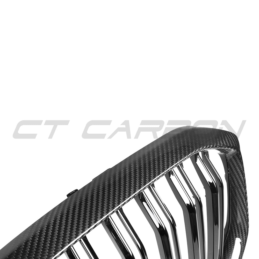 BMW G05 X5 F95 X5M 2019-2022 pre-LCI carbon fibre grille by CT Carbon, showing the sleek black grille design.