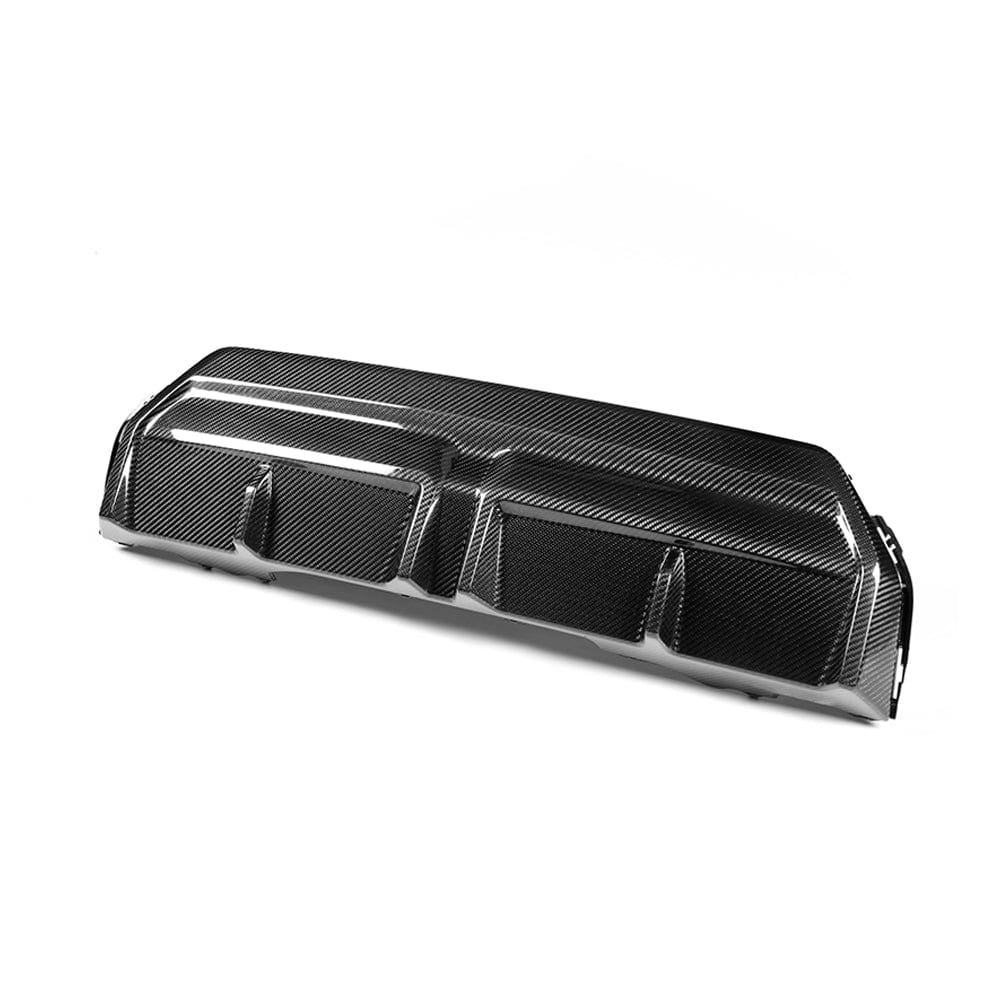 BMW G42 2 Series 2022+ carbon fiber diffuser by CT Carbon, featuring a sleek MP style design for sporty enhancement.