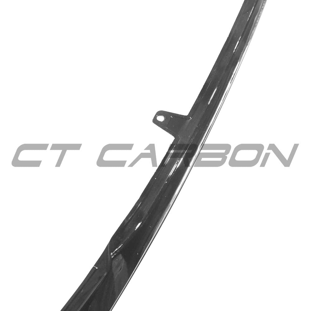 BMW G42 2 Series 2021+ CT Carbon gloss black splitter with MP style, aerodynamic front splitte, detailed close-up image
