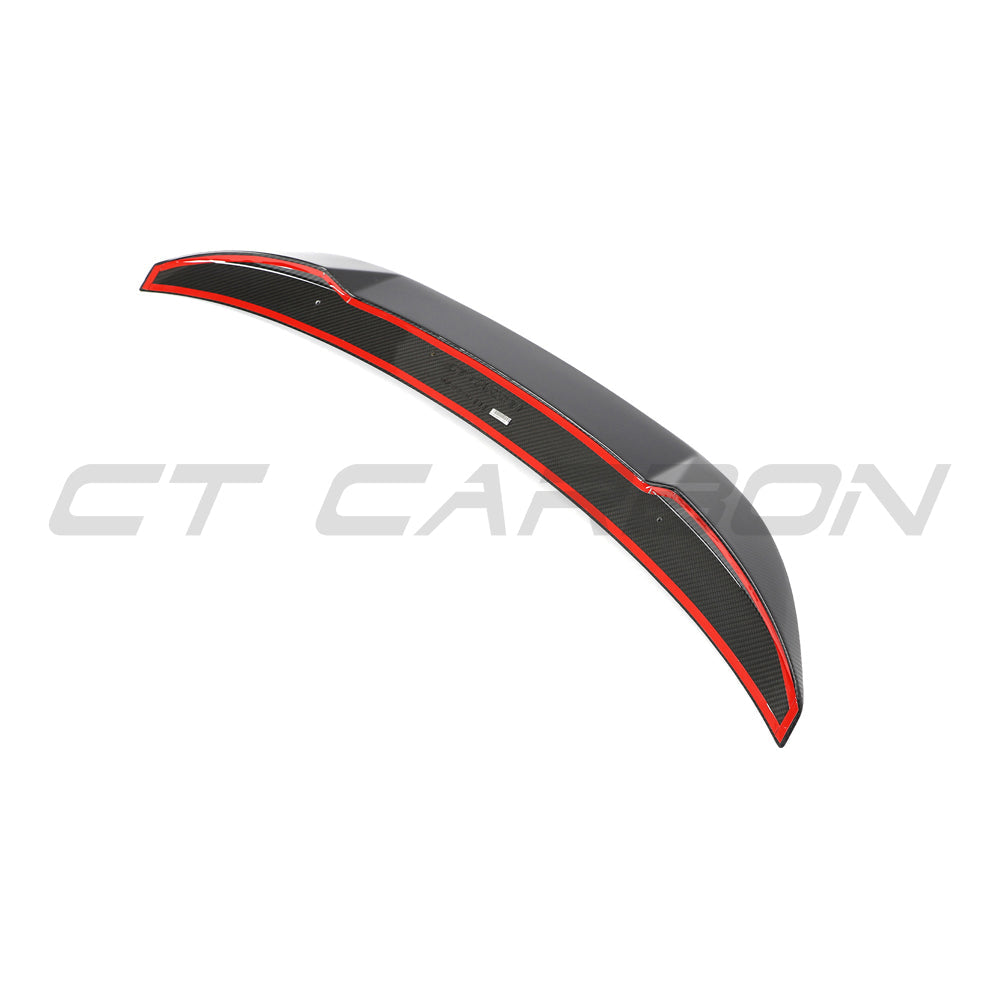 BMW G80 M3 full carbon fiber kit by CT Design, showing the sleek carbon fiber spoiler and body enhancements on the car.