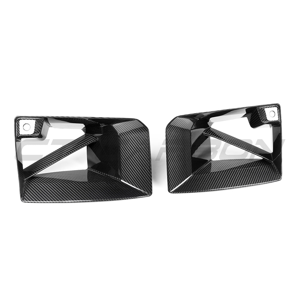 BMW G87 M2 carbon fibre front ducts by CT Carbon, lightweight aerodynamic accessories with a sleek carbon finish.