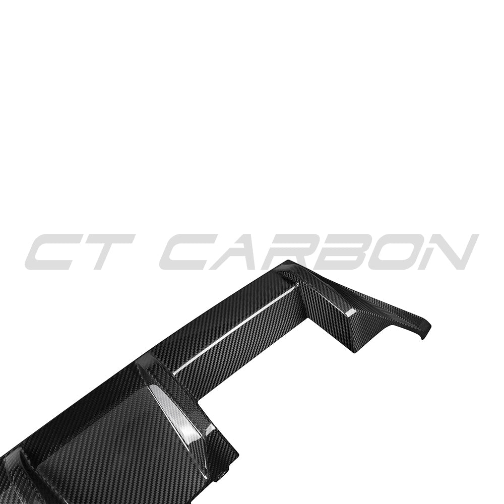 BMW G87 M2 carbon fibre rear diffuser V2, CT Carbon MP style, showcasing sleek aerodynamic design and high-quality carbon fibre material.