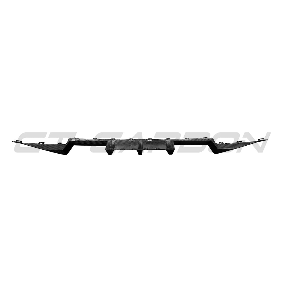 BMW G87 M2 carbon fibre rear diffuser, V2 by CT Carbon, showing the sleek, lightweight design with textured carbon fiber surface.
