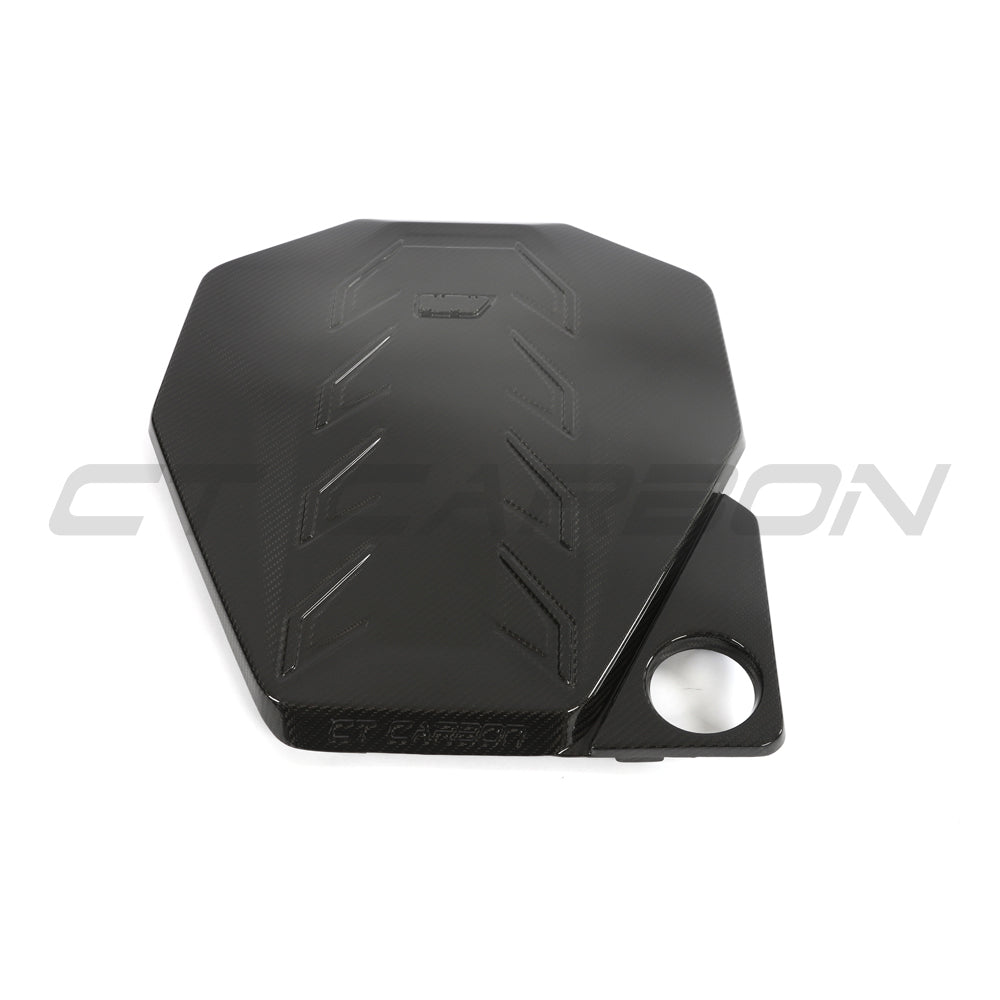BMW G90 G99 M5 and M5 Touring 2024 carbon fiber engine cover by CT Design, showcasing sleek, lightweight automotive accessories.